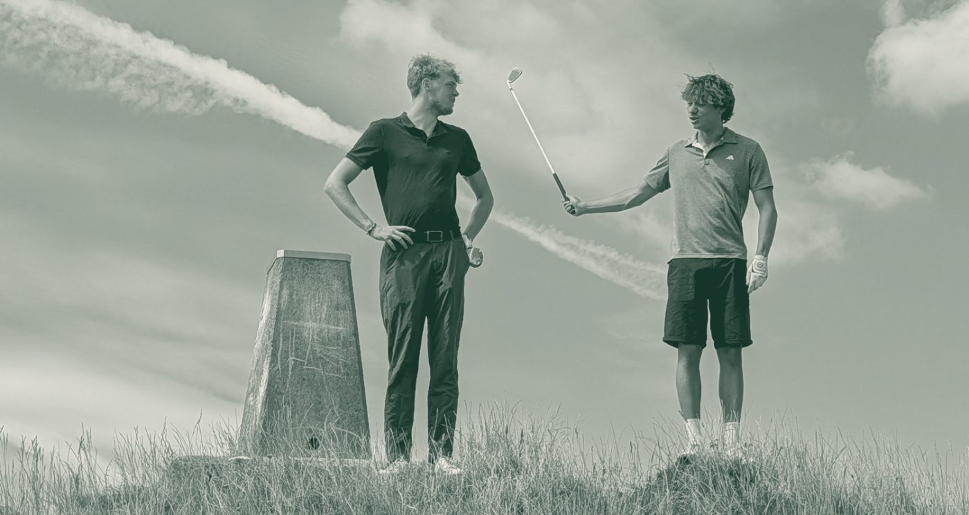 Saul French and Zak Armitage on a hilltop